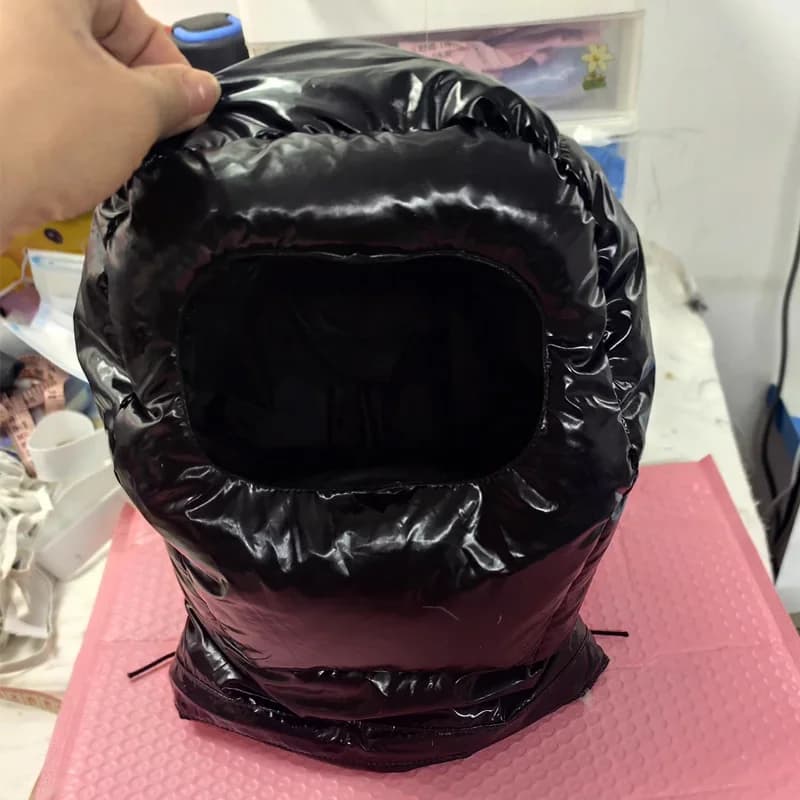 ABDL adult hand made winter hat, soft, smooth, waterproof, with hood, elastic, with fastening cord, zipper, ultralight hot hat
