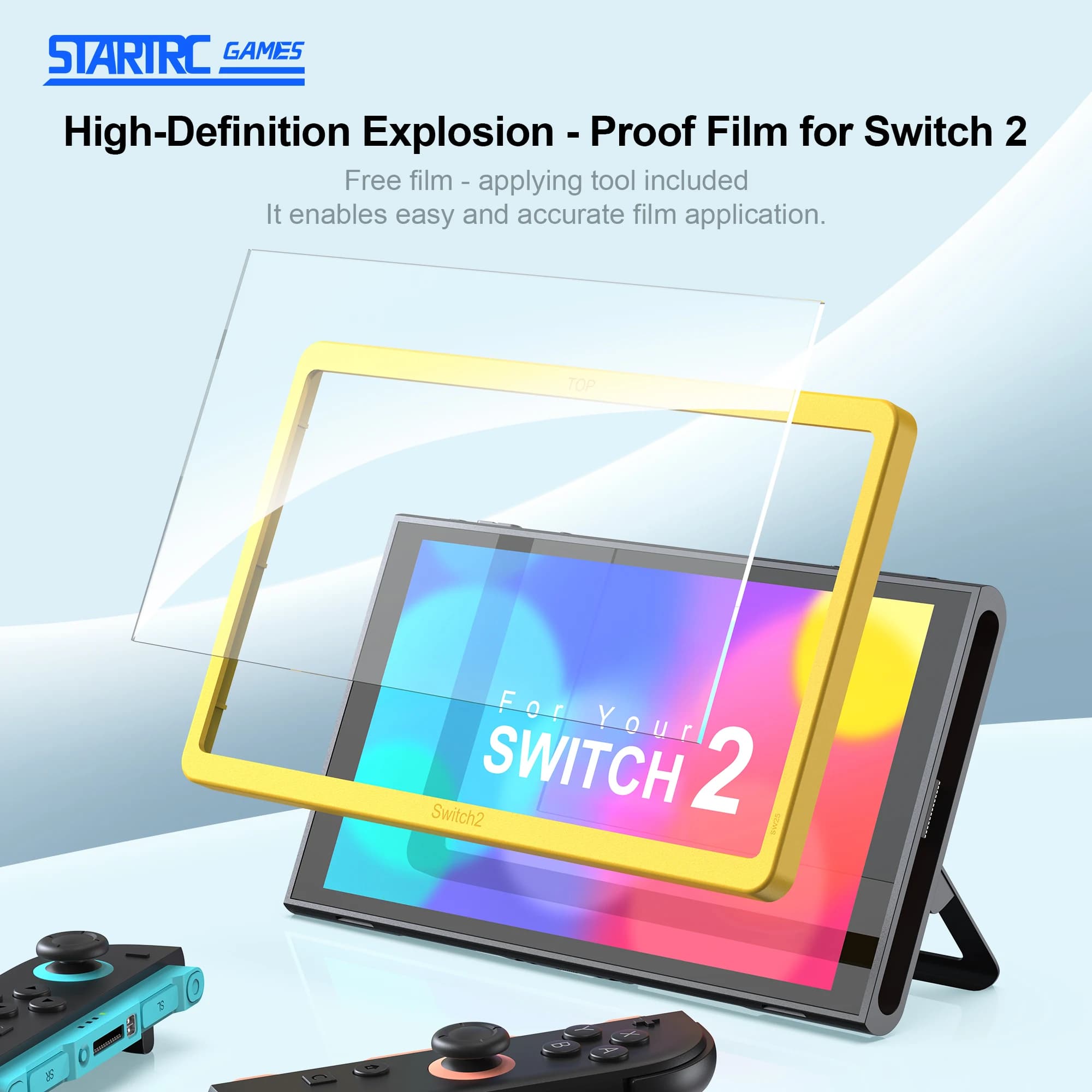 Pellicola protettiva per schermo in vetro temperato da 2 pezzi Pellicola trasparente HD trasparente con custodia da viaggio per telaio di allineamento per Nintend Switch 2 NS 2