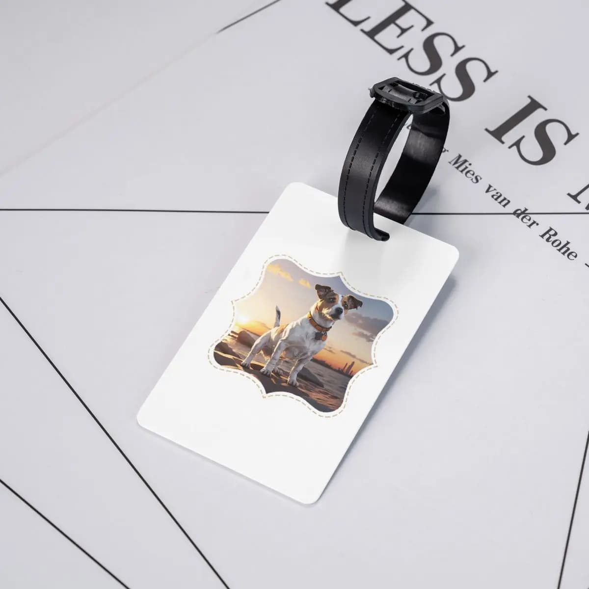 Etichette per bagagli Jack Russell Dog At Sunset, accessori per valigie, etichetta per bagaglio da viaggio, porta etichette, identificativo, nome, indirizzo