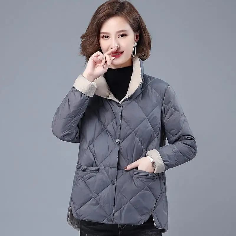 Giacca Corta Sottile in Piumino d'Anatra Bianco da Donna, Casual, Nuovo Stile Autunno Inverno, Cappotto Caldo con Bottoni in Stile Nazionale