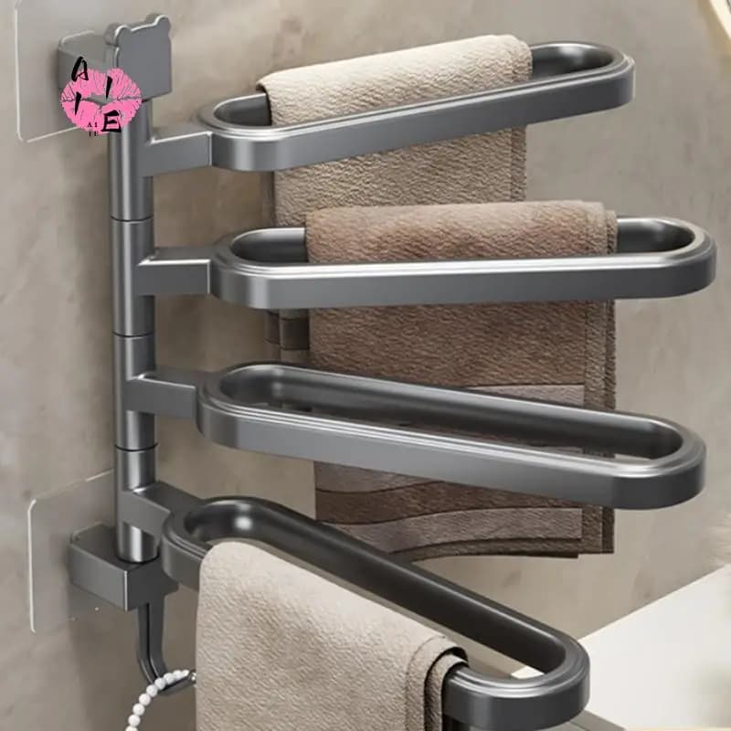 A11E-No-Drill Rotatable Multi-Bar Towel Rack For Bathroom Storage Multi-Bar Towel Rack Bathroom Storage Rack Bath Towel Rack