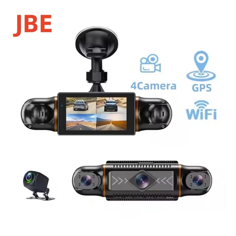Dash Cam for Car Black 4 Channel Box with GPS WIFI FHD 1080P Front Driving Camera Left Right Night Vision Back 24 Hour Parking Monitor