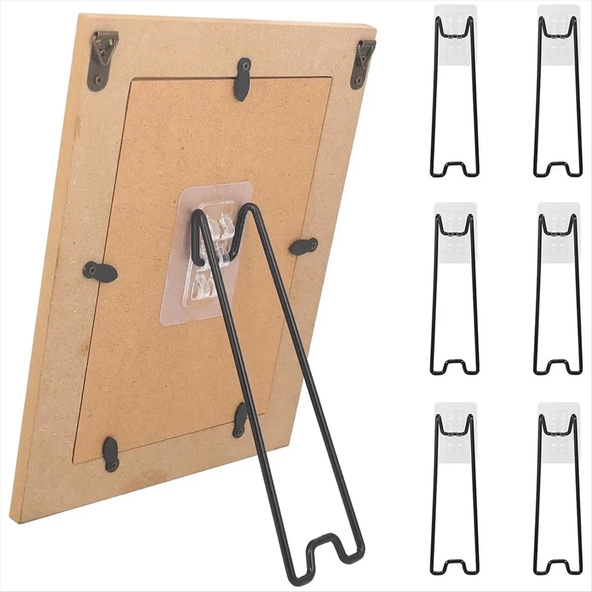 T32C New 6 Pcs Picture Frame Bracket, Picture Frame Easel Bracket, Stainless Steel Picture Frame Bracket 7.08x2.17Inch