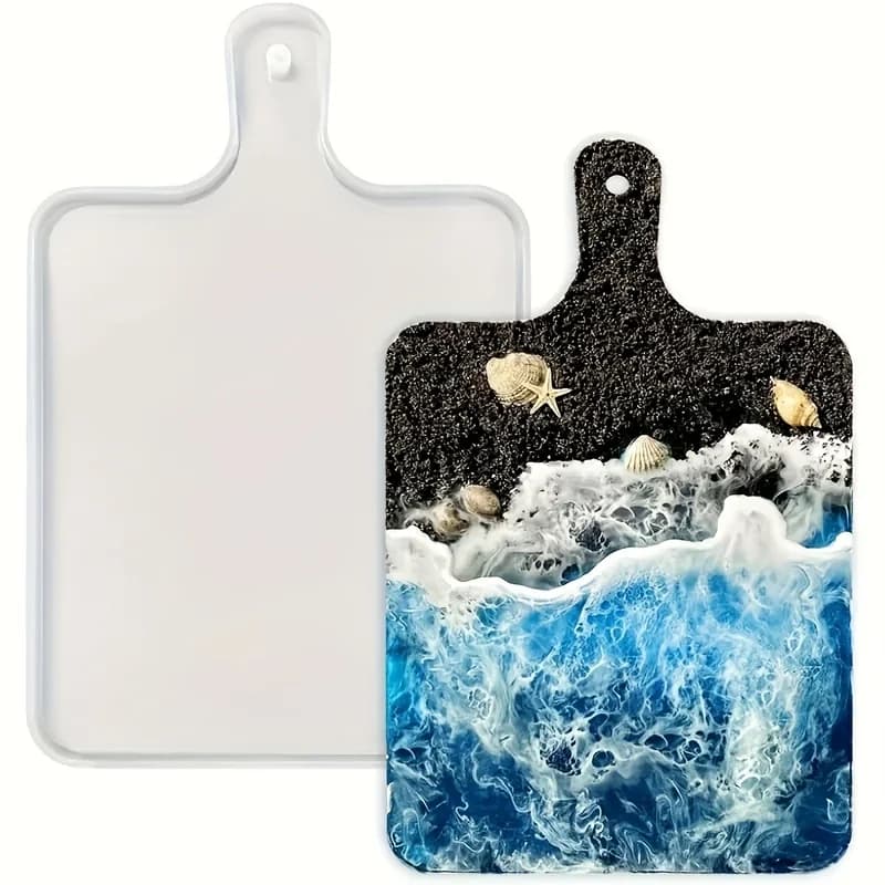 Two Sizes Of Cooked Food Board Silicone Molds - Large 13.18 Inches X 8.26 Inches And Small 5.71 Inches X4.13 Inches - Epoxy Resin Dark Tray Molds, Wave Design Cutting Board Molds, Durable And Easy-to-use Silicone Material, Silicone Resin Molds