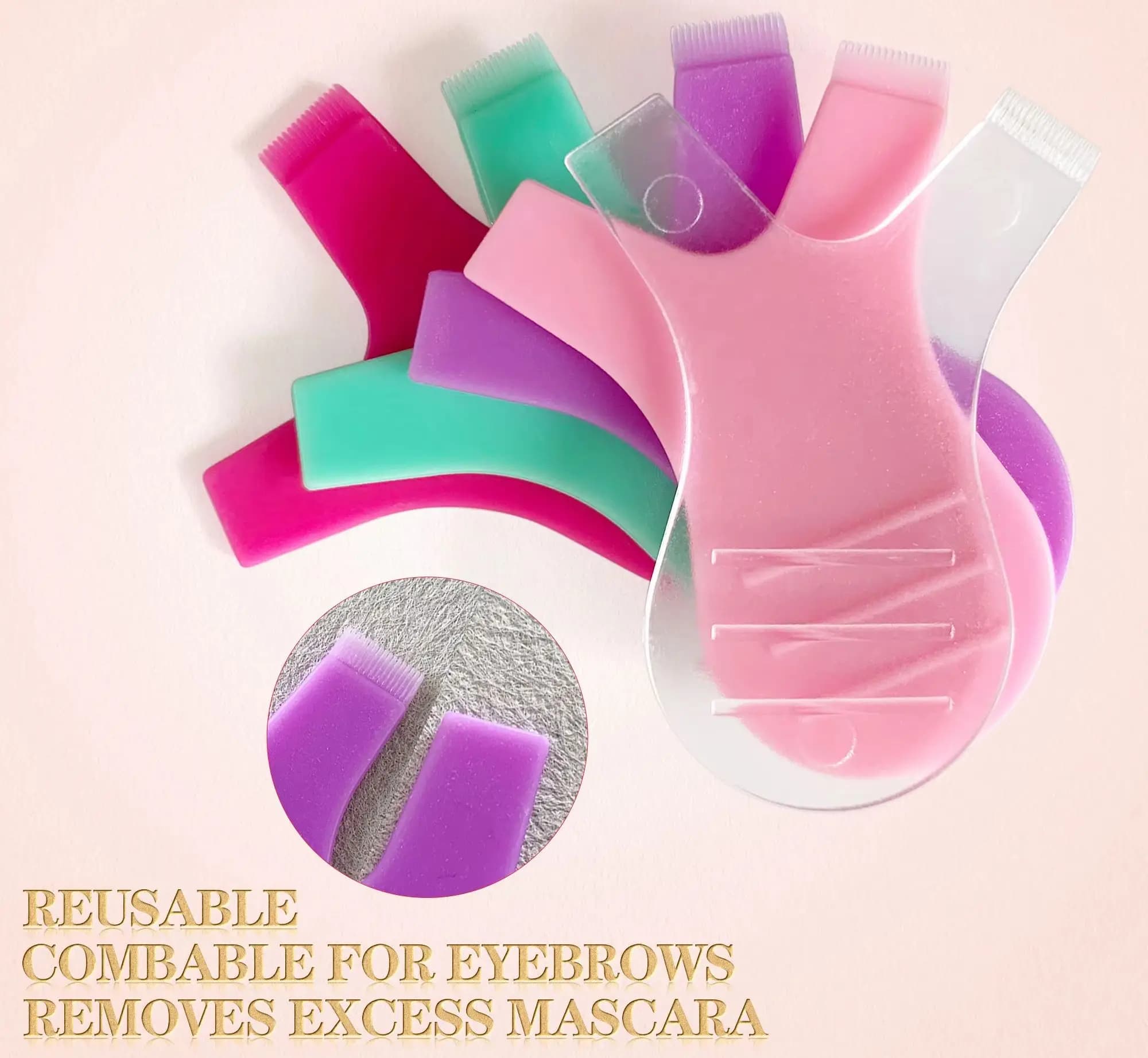 50 pcs Makeup Brushes for Eye Lash Reusable Plastic Comb Clean Y-Cutlery Lifting Bigodino Eye Lash Extension Beading Tools