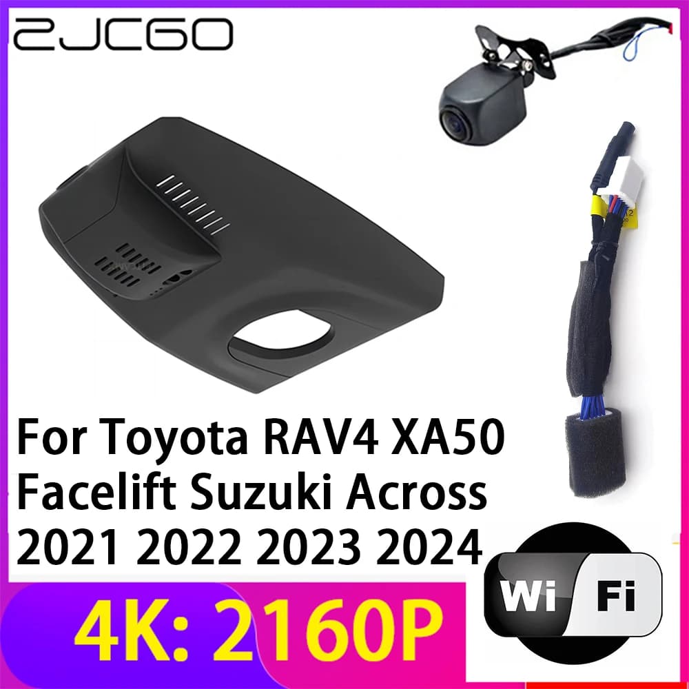 ZJCGO 4K 2160P Dash Cam Telecamera DVR per auto 2 lenti Registratore Wifi Visione notturna per Toyota RAV4 XA50 Facelift Suzuki Across 2021 ~ 2024
