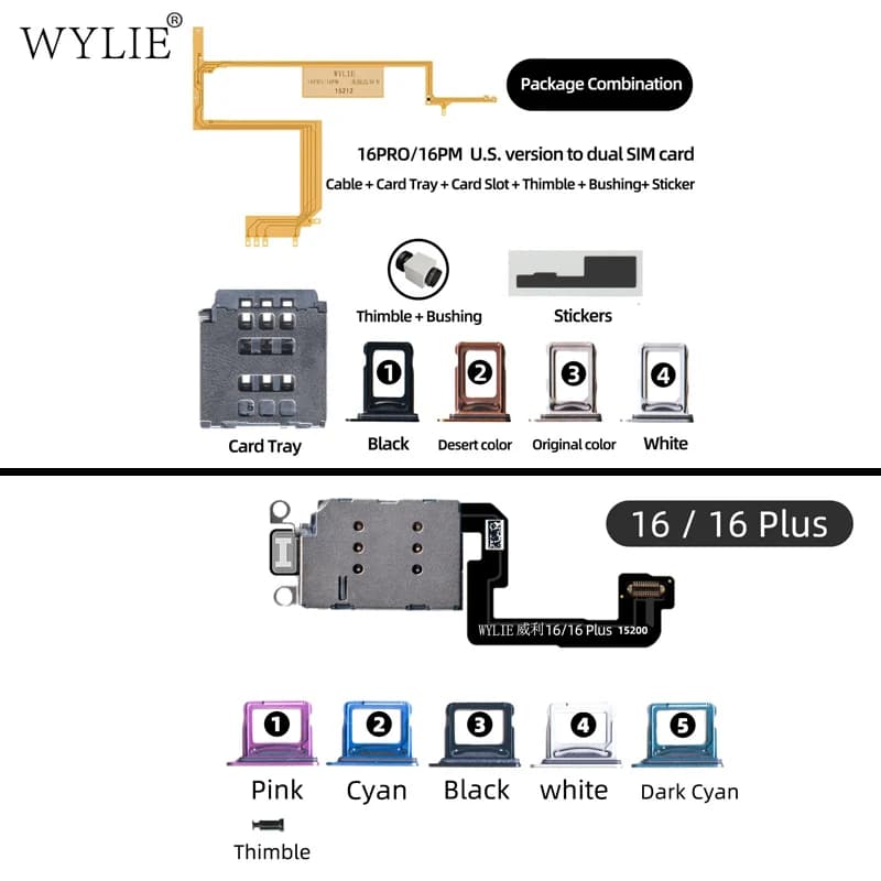 WYLIE For iPhone 16 Pro MAX Esim Modified A Sim No Perforation Double Paper Separation With Embedded Card Door Parts