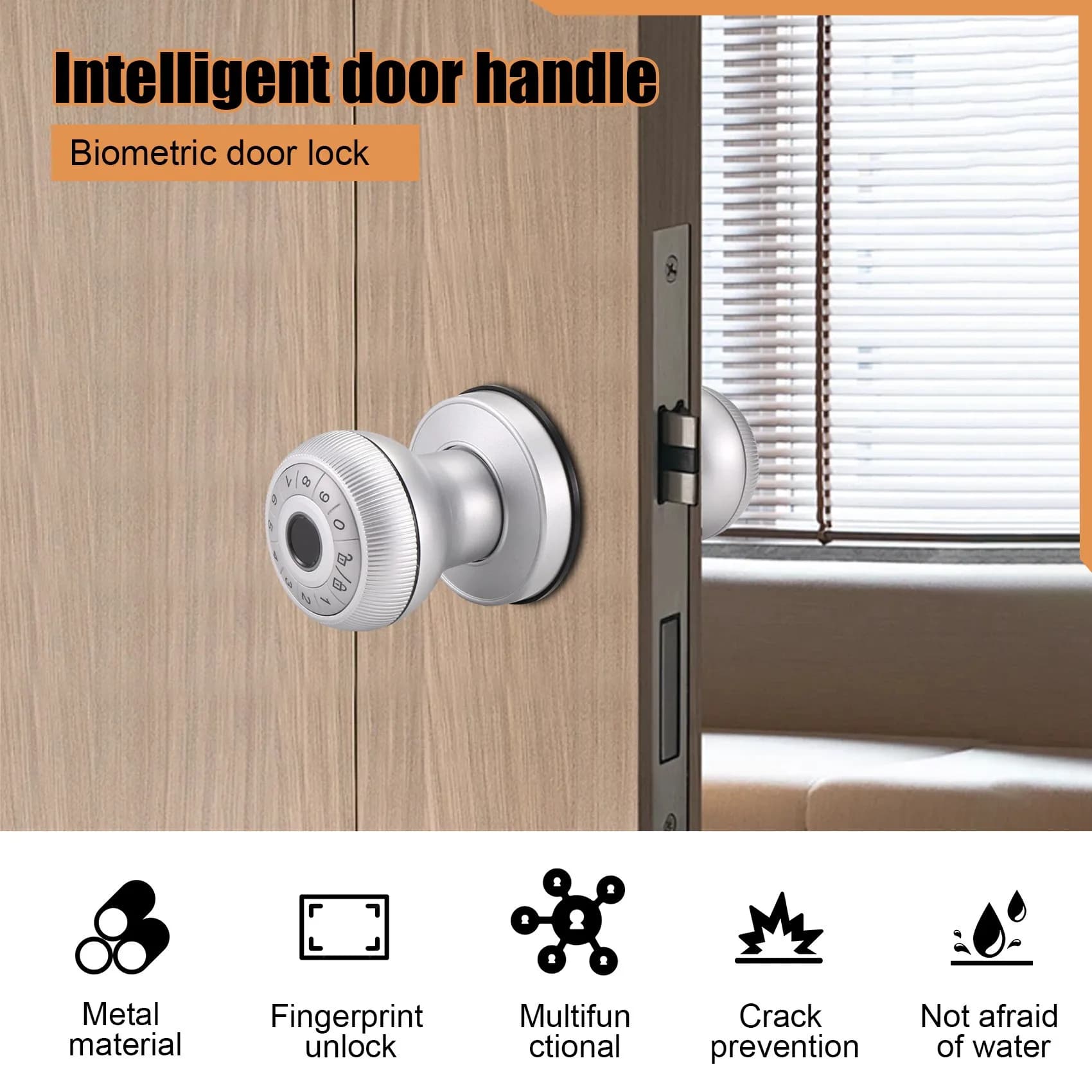 Serratura Intelligente con Impronta Digitale - Maniglia per Porta Smart, Maniglia Senza Chiave con Tastierino per Camera da Letto