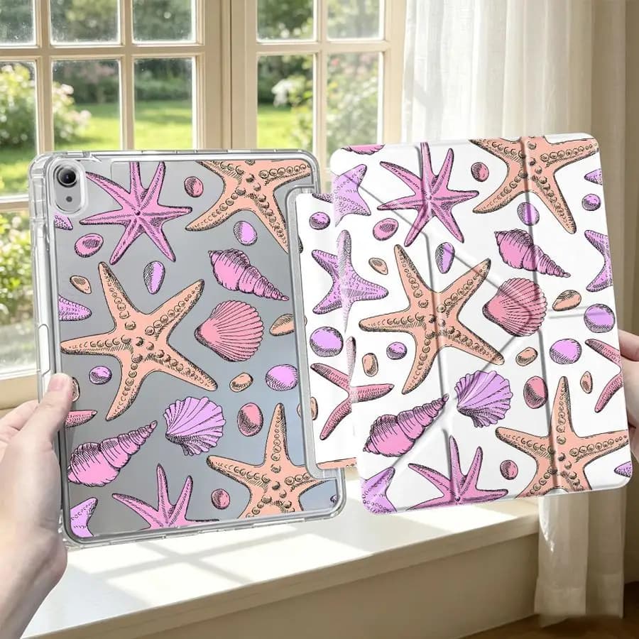 Cartoon Starfish With Pen Slot Cover Tablet Case For iPad 10th Gen Mini 7 6 5 12th Pro 13 2025 2026 9th 11th Air 8 M2 M3 3