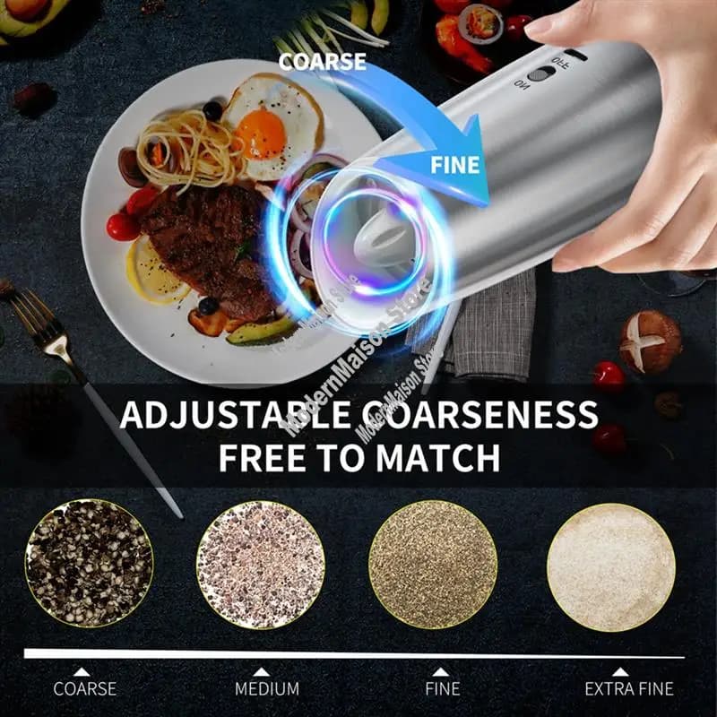 Set macina sale e pepe elettrico con rilevamento regolabile A25I 1 pezzo per gadget cordless automatico per mulino per spezie da cucina