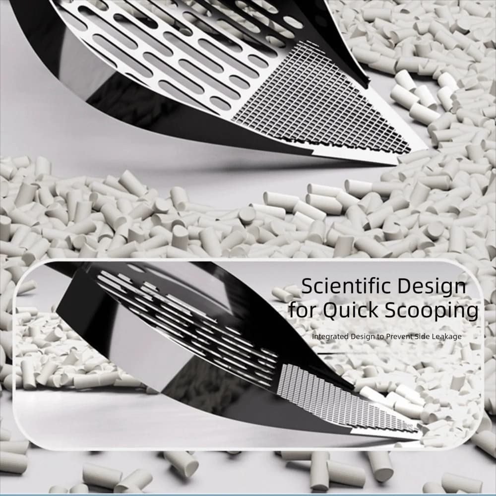 Stainless Steel Cat Litter Scoop Double Sifting Non-Stick Waste Removal Sifting Tool Comfortable Grip Easy To Clean