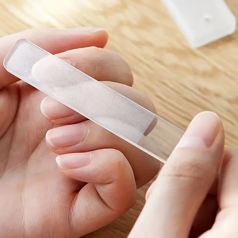 Lima per unghie in vetro nano, strumento per lucidare manicure e pedicure su due lati, mini buffer portatile per la cura delle unghie per uso regalo da viaggio a casa