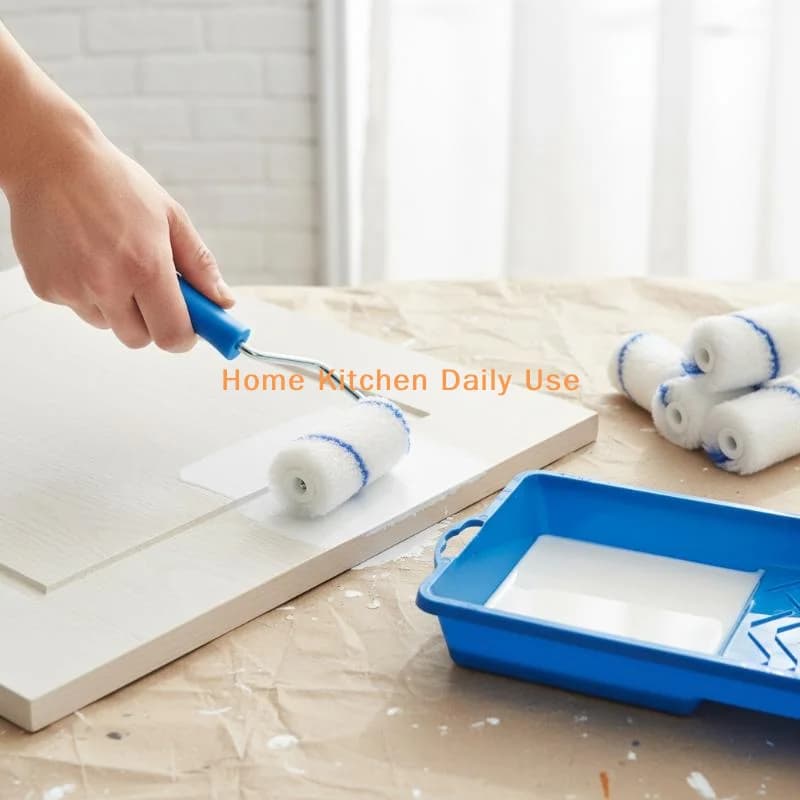 Rullo per pittura portatile piccolo da 2 pollici, kit rullo in schiuma con vassoio per pittura e rivestimento per ritocchi su mobili, armadi e modanature, comunemente usato