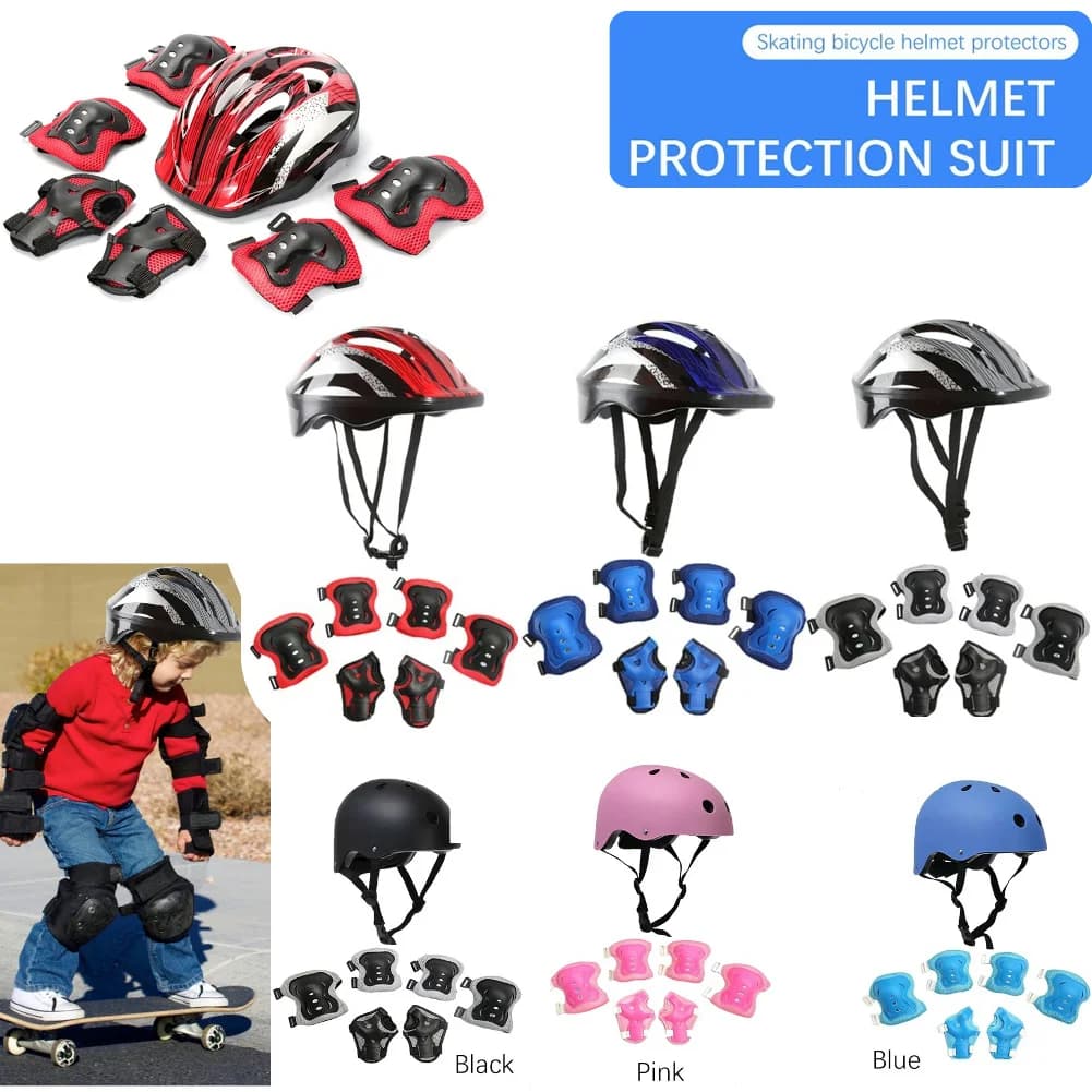 Kids Bike Helmet Wrist Elbows Helmet With Protective Equipment Bike Set Skateboard Scooter Sport Skating