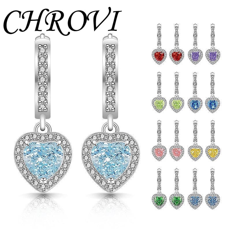 Exquisite 925 Sterling Silver Heart Earrings with High-Carbon Diamond, Lively Heart-Shaped Jewelry