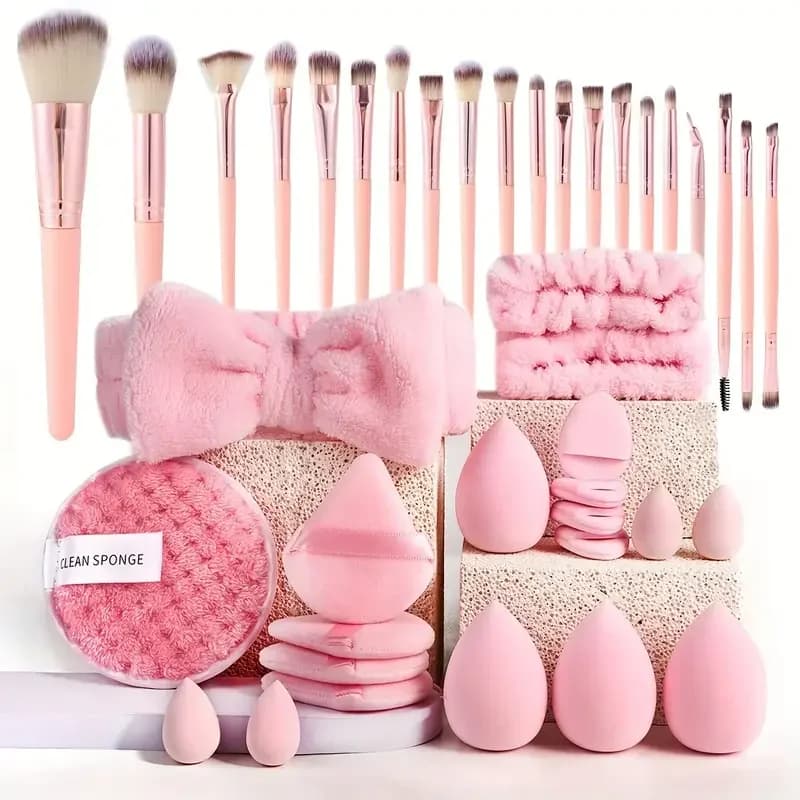 Complete set of 20/40 pink makeup brushes, includes soft brushes, Beauty Blender, birthday gift, Christmas, New Year
