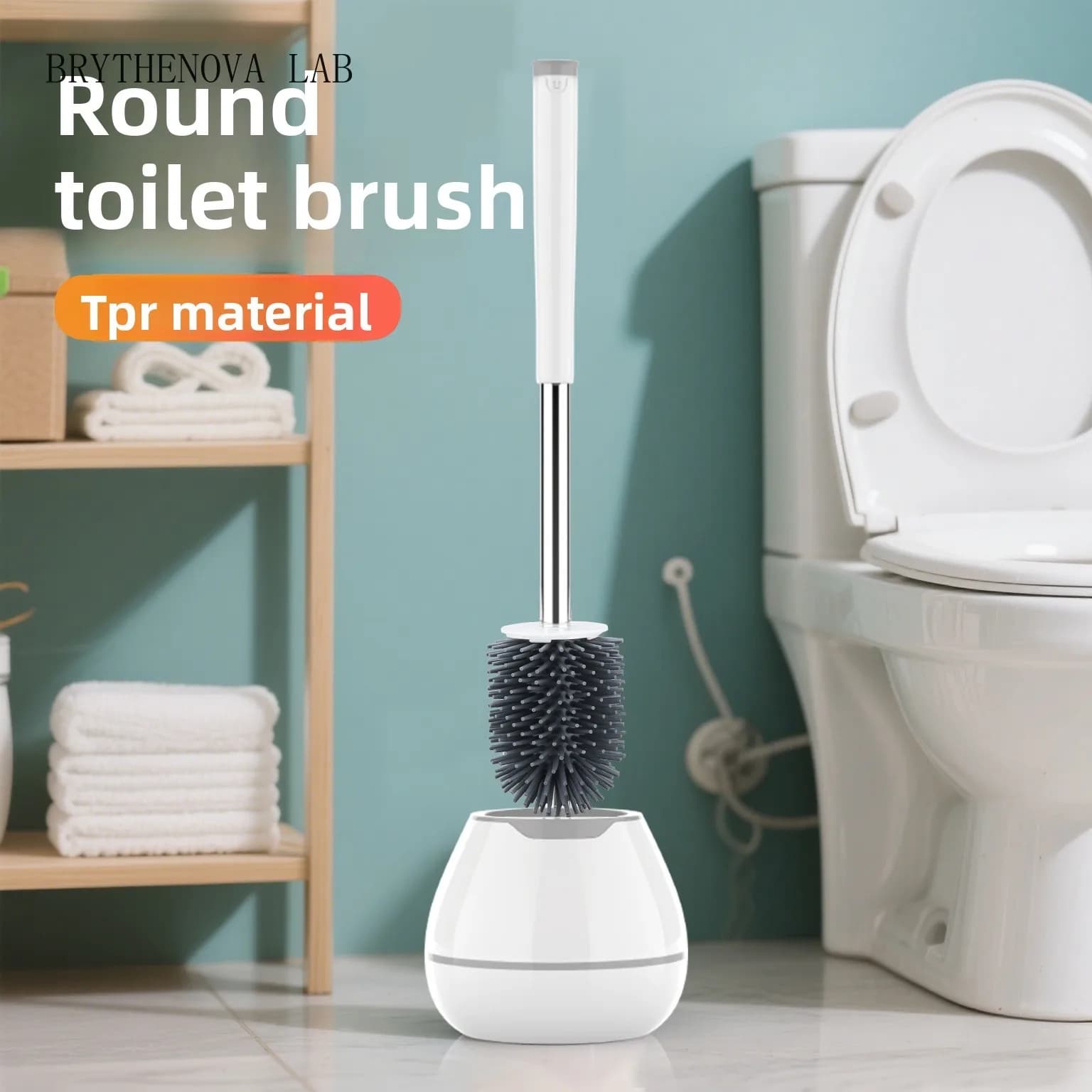 Wall Mounted Long Handle Soft Bristle Toilet Brush, no Dead Corner Bathroom Cleaning Plastic Brush, Wall & Floor Dual Use