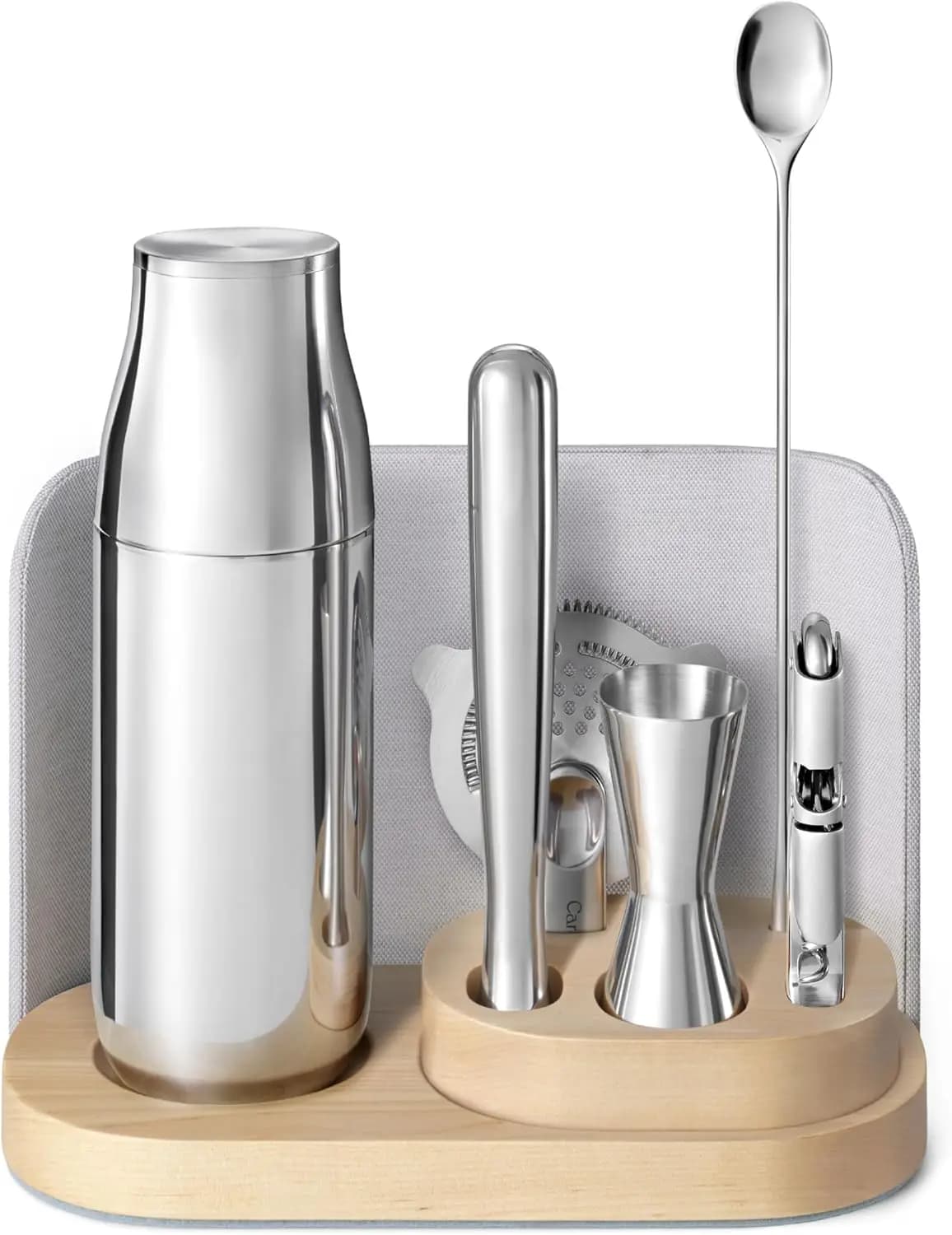Set Bar Completo da 9 Pezzi con Shaker per Cocktail, Jigger, Muddler, Chiave per Vino, Colino, Cucchiaio da Bar - Accessori da Barman per Casa