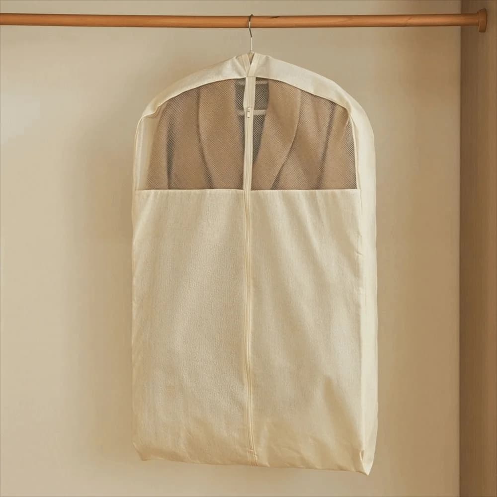 Cotton Linen Clothes Dust Cover Visible Breathable Garment Bag Cover Dust-proof Thickened Hanging Clothes Storage Bag Women