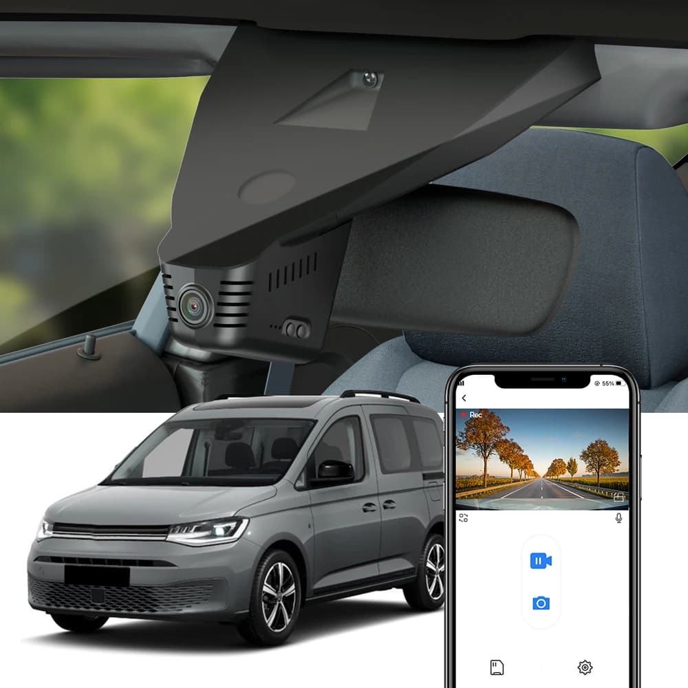 FITCAMX 4K Dashcam for Volkswagen VW Caddy 2021 2022 2023 2024 2025, DVR camera for car style OEM with night vision, easy to install