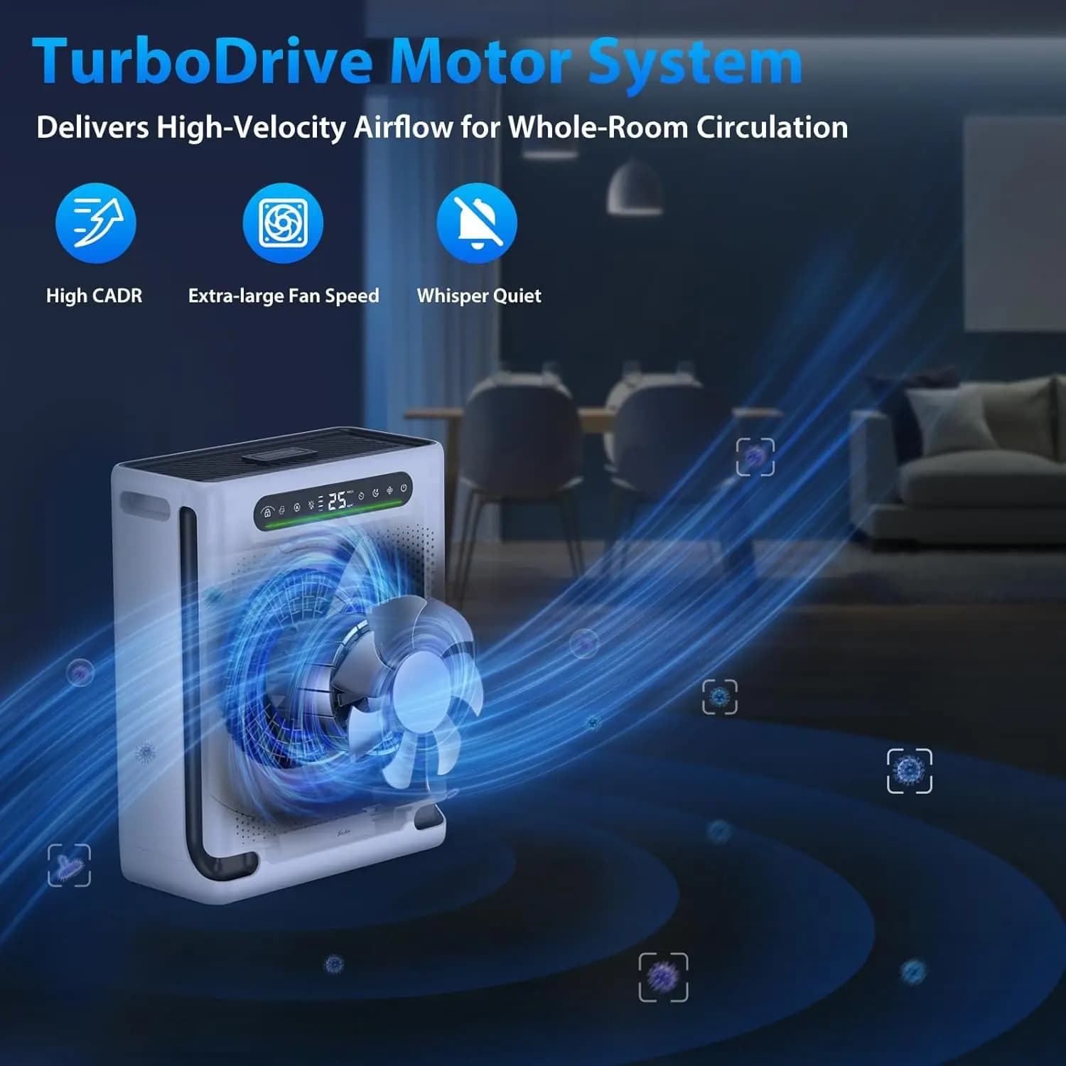 Purificatori d'aria per ambienti domestici di grandi dimensioni fino a 2600 piedi quadrati, purificatore d'aria con filtro lavabile e filtro per l'aria