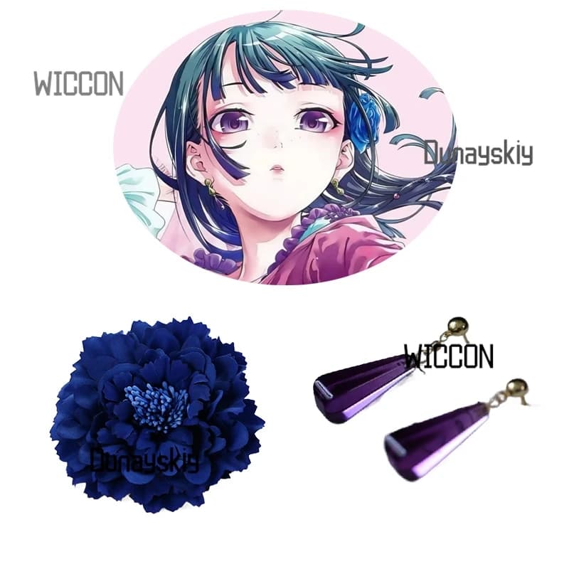 The Apothecary Diaries cosplay Maomao Jinshi Abito da ballo rosso moamao accessioni cosplay fiore blu intenso viola kawaii cosplay