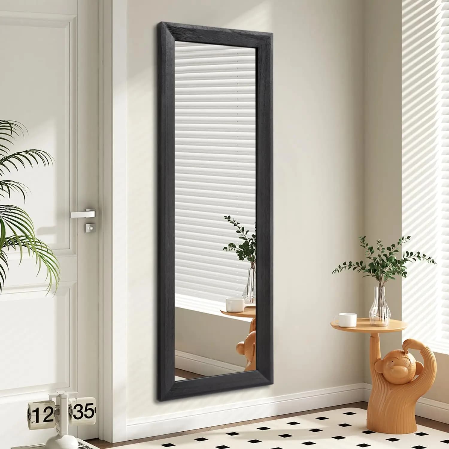 Specchio a Figura Intera con Cornice in Legno, Moderno Specchio da Parete Grande 43"x14" Rettangolare per Camera da Letto, Soggiorno, Bagno, Spogliatoio