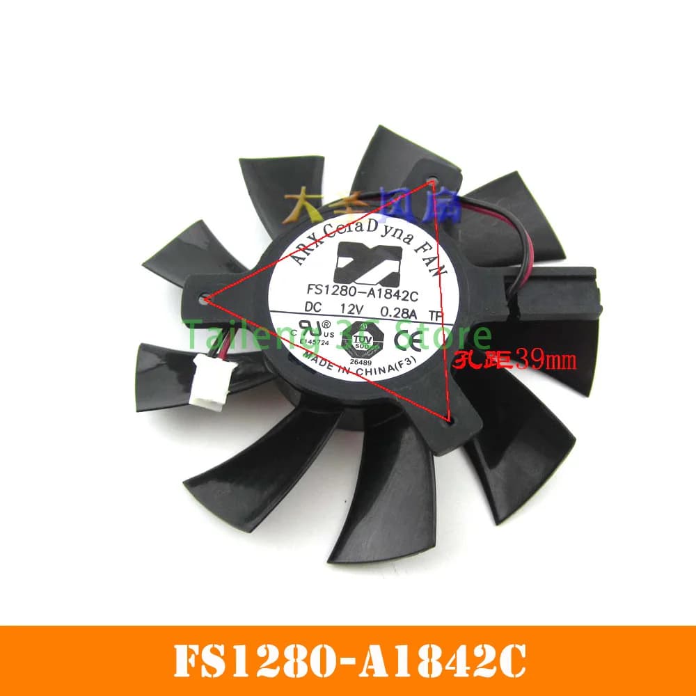 Per ARX FS1280-A1842C DC 12V Diametro 75mm CC 40mm Ventola per scheda video senza telaio per server a 2 fili