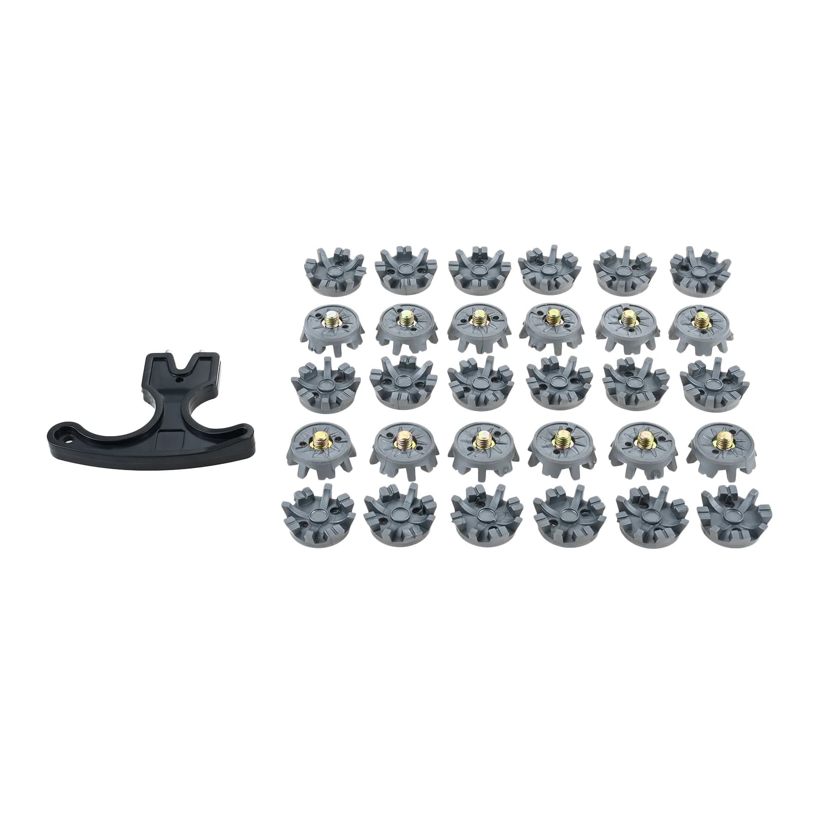 30 Pezzi Chiodi da Golf Grigi con Chiave per Chiodi da Golf, Diametro 6 mm, Vite Filettata in Metallo, Tacchetti in TPU, Accessori Ausiliari per Scarpe da Golf