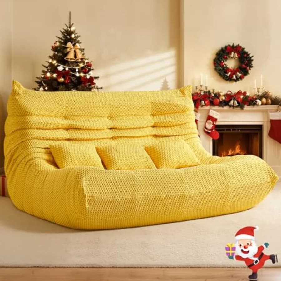 Poltrona Sacco per Adulti - Grande Pouf con Tre Cuscini, Sedia Oversize Senza Struttura con Schiuma Memory ad Alta Resilienza, Seduta da Pavimento Relax