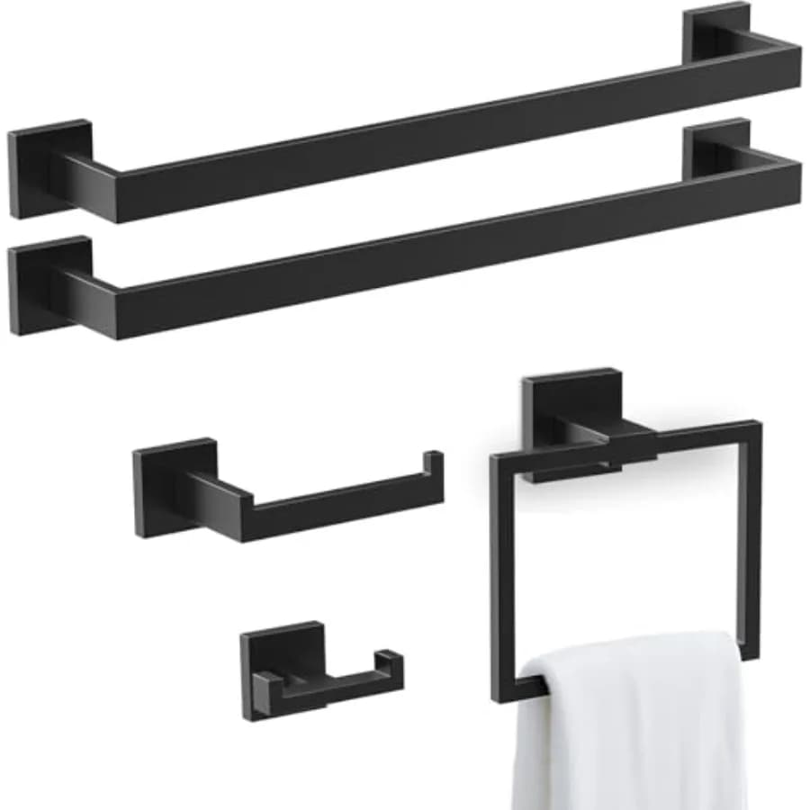 Set di accessori per il bagno, portasciugamani quadrati da 23,6 pollici in acciaio inossidabile, montaggio a parete
