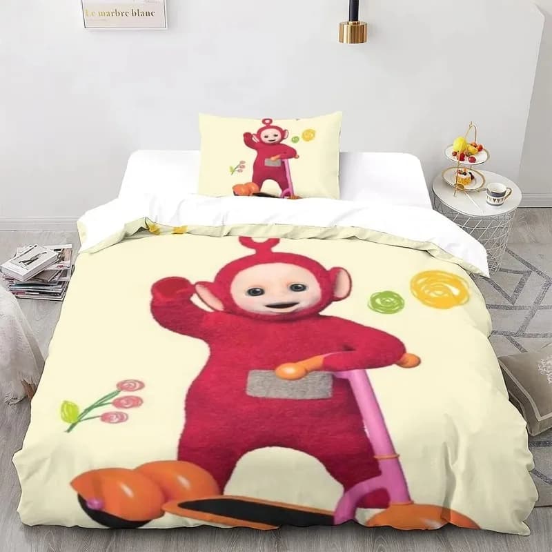Set di Biancheria da Letto con Stampa 3D dei Teletubbies, Copripiumino e Trapunta, Regalo di Compleanno per Bambini