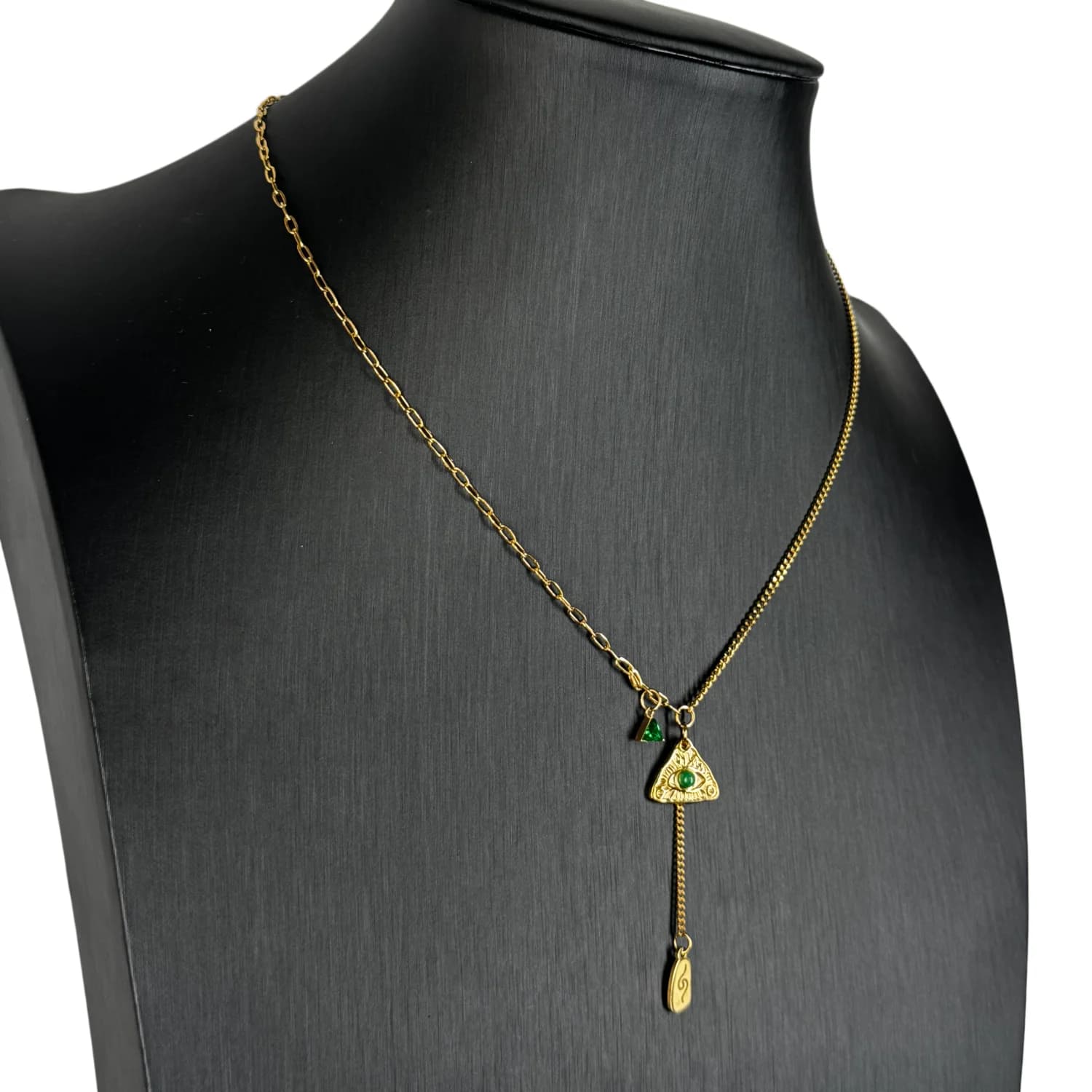 Gothic Punk Cone Spike Choker Necklace Black Agate Tube Bead Rivet Collar for Men Women Grunge Alternative Streetwear Jewelry