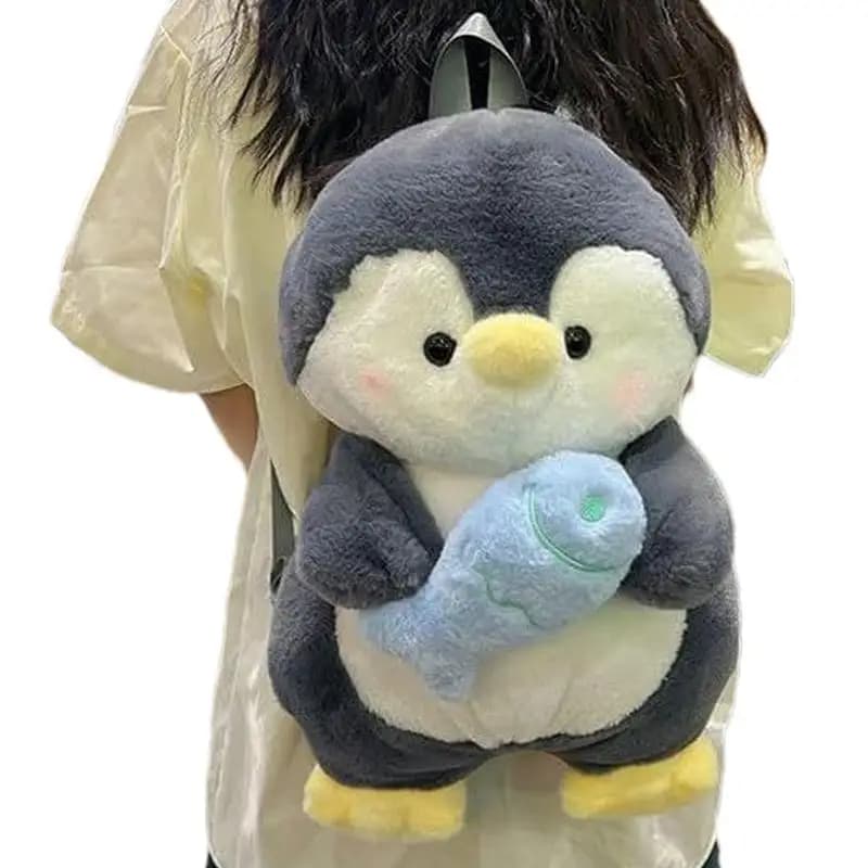 Zaino Pinguino per donna Spallacci regolabili Zaino imbottito Pinguino Borsa tote per cartoni animati per la scuola Spalla morbida