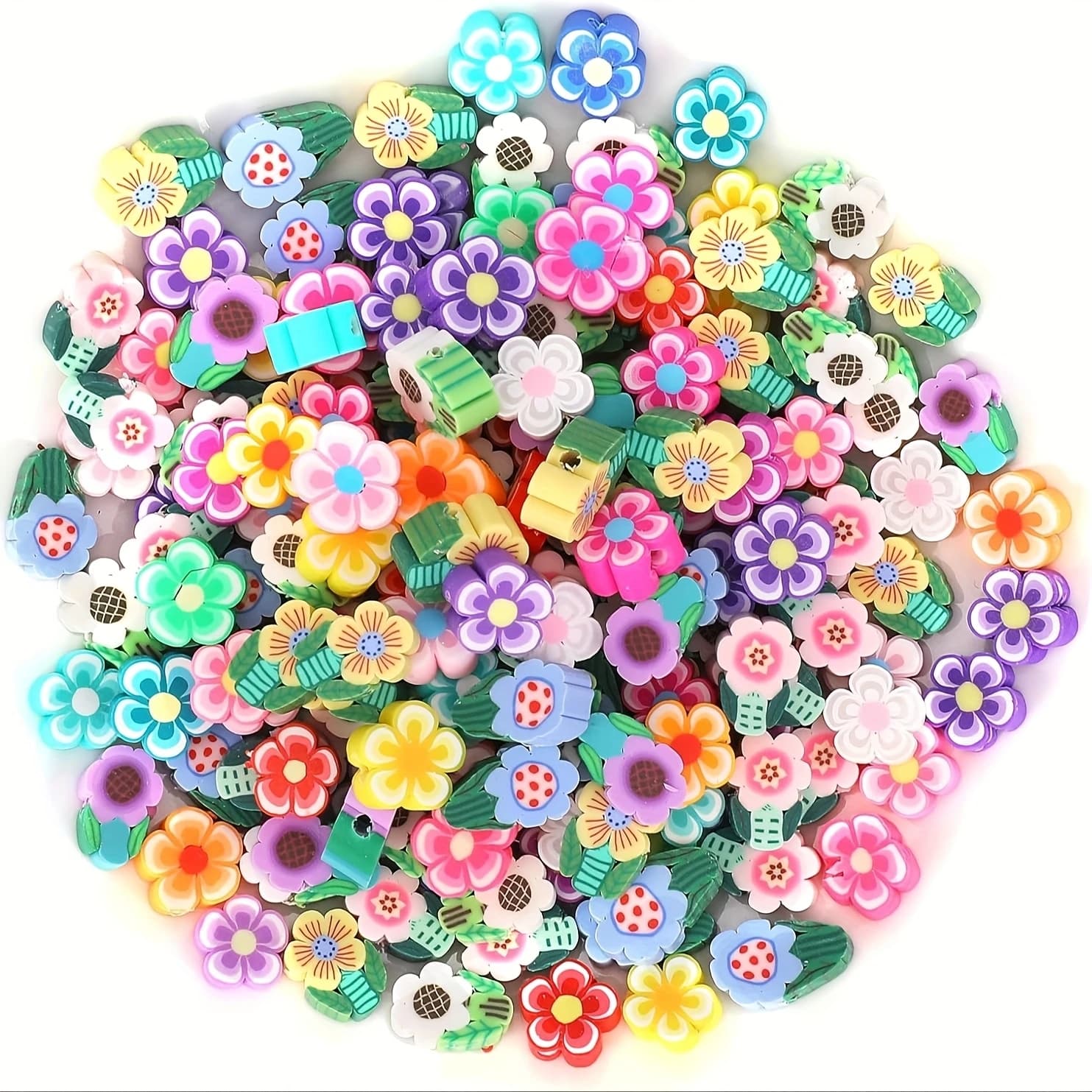 Perline in ceramica morbida da 10 mm, due tipi di fiori misti, possono essere utilizzate come piccolo regalo per braccialetti fai da te per la creazione di gioielli.