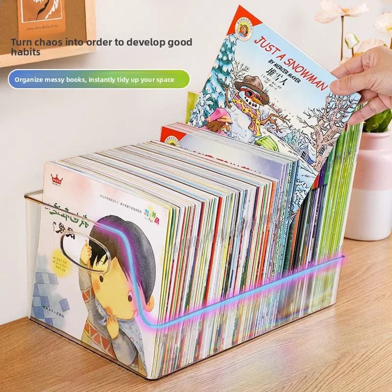Scatola portaoggetti trasparente in acrilico per libri, organizer da scrivania per bambini, cestino porta documenti, organizer da scrivania, contenitore per camera da letto studenti