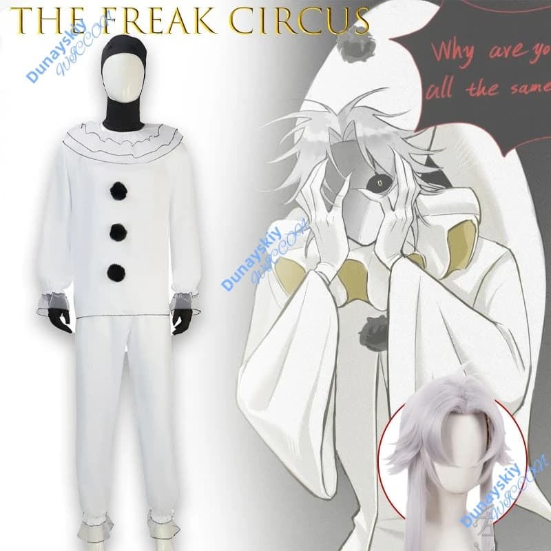 Costume da Clown Fantasma Pierrot FreakCircus, Abbigliamento Vintage per Cosplay, Anime, Horror, Giochi, Halloween, Feste, Spaventoso Outfit per Giochi di Ruolo