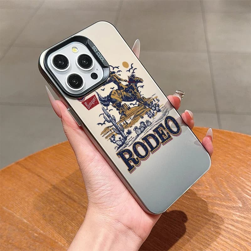 Custodia in stile cowboy nero vibrante per Apple iPhone 11/12/13/14/15/16 17Pro Max Plus.