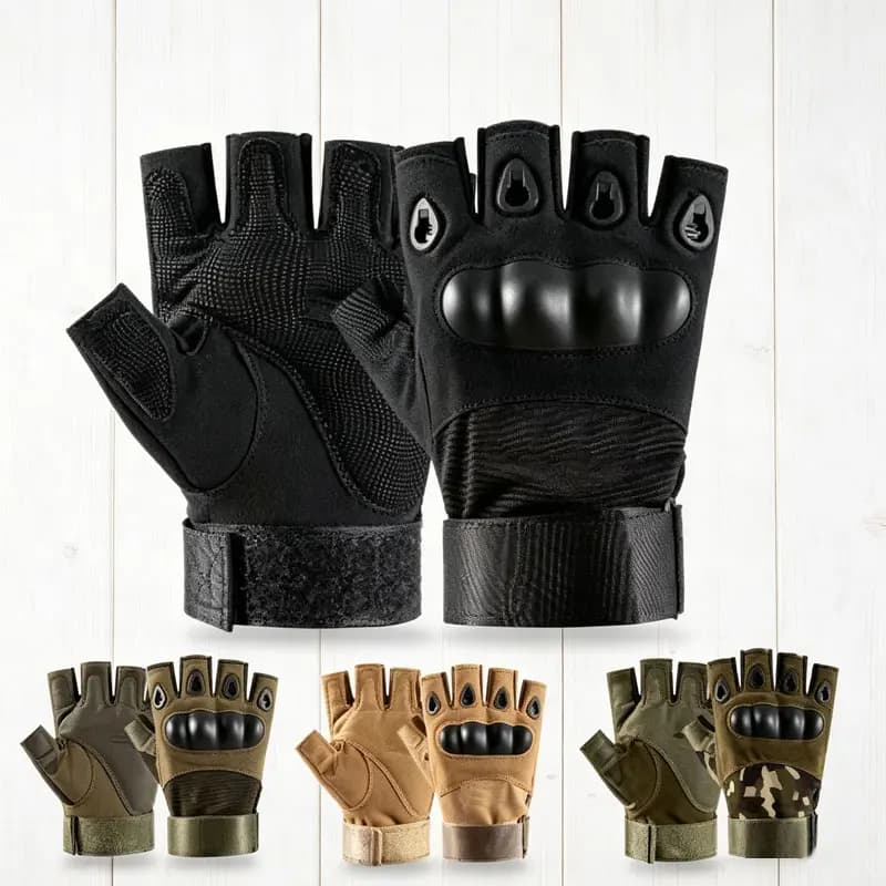 Unisex Half Finger Tactical Gloves Non‑Slip Shock‑Absorbing Wear Resistant Sports Gloves for Motorcycle Cycling Gym Fitness Outd