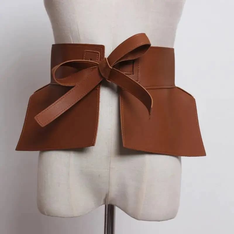 Cintura CD Rossa in Pelle PU con Volant, Fascia Larga e Personalizzata, Nuova Moda Donna, Versatile, Primavera Autunno 2026 COS2