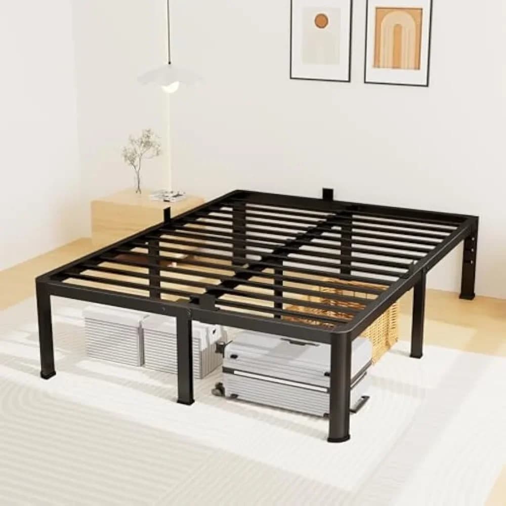 Struttura letto king size da 12 pollici, struttura letto a piattaforma in metallo con gambe arrotondate, supporto con doghe in acciaio resistente per 3500 libbre, senza rete a molle