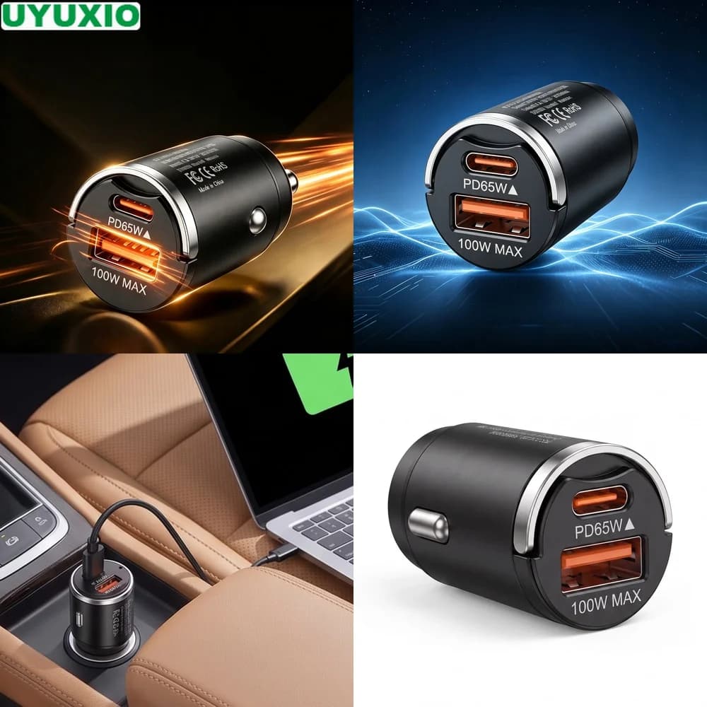 165W Zinc Alloy Car Charger Metal Body with Multi Protection with 65W USB C and 100W USB A Outputs for Cars Trucks SUVs and Vans