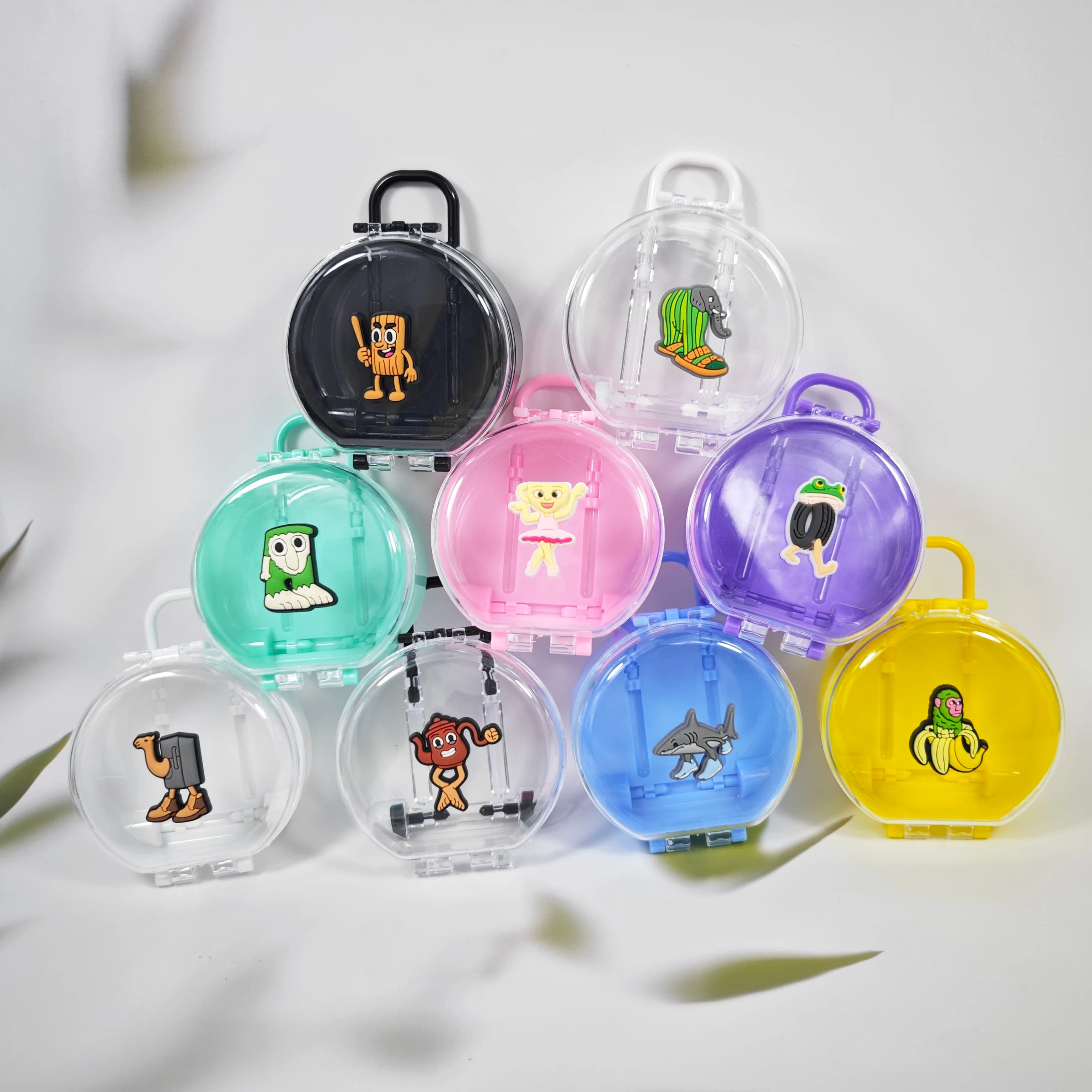 Mini valigia rotonda estraibile divertente con cartoni animati affascinanti - Scatola da imballaggio in plastica versatile, organizer da scrivania, portagioie e squisito