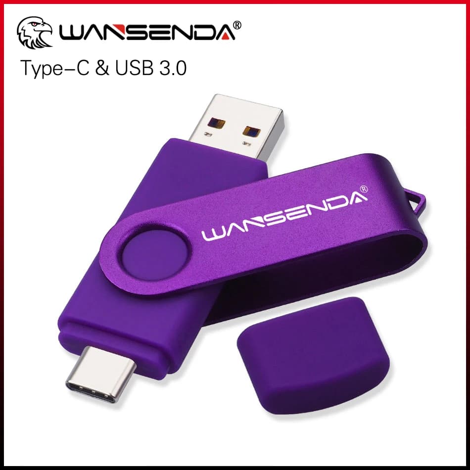 Nuova Chiavetta USB WANSENDA USB 3.0 TYPE C OTG 512GB 256GB 128GB 64GB 32GB 16GB, Pendrive USB 2 in 1 ad Alta Velocità