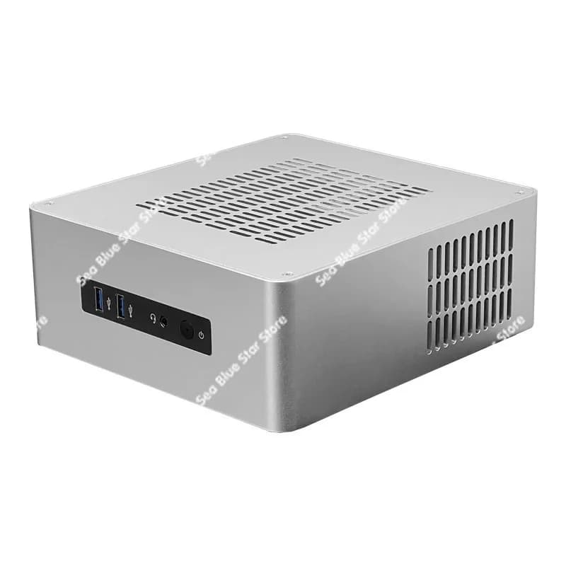 Chassis in ferro e alluminio di piccole dimensioni HTPC desktop mini ITX con alimentatore esterno, supporta schede madri 17 * 17.