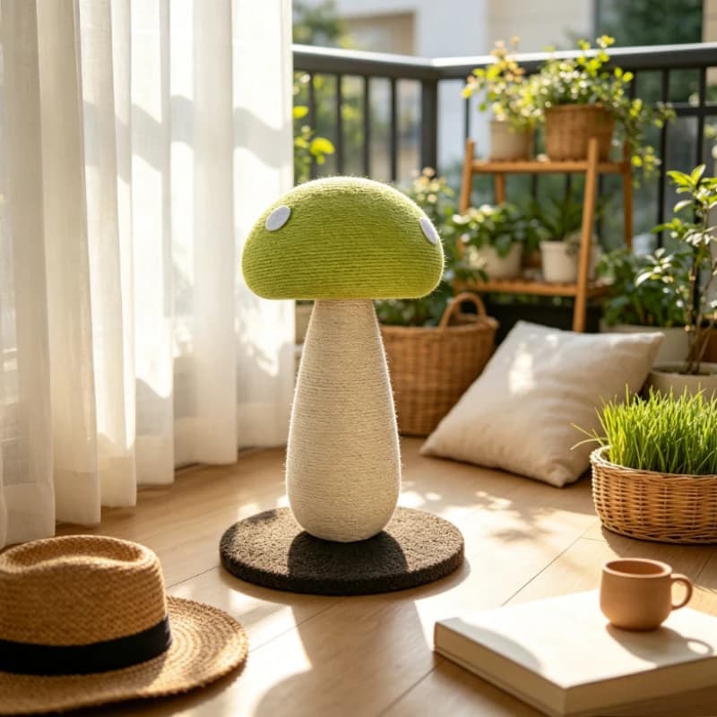 Forest Mushroom Sisal Cat Scratcher Post Durable Vertical Scratching Tower with Non Shedding Sisal Rope Claw Care Toy for Kitten