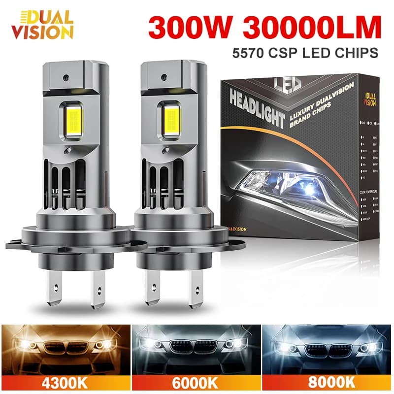 300W Turbo H7 H11 Lampadine per fari a LED Luci CANBUS 30000LM H4 9012 9005 HB3 9006 Mini lampada 5570 CSP LED per auto wireless con ventola
