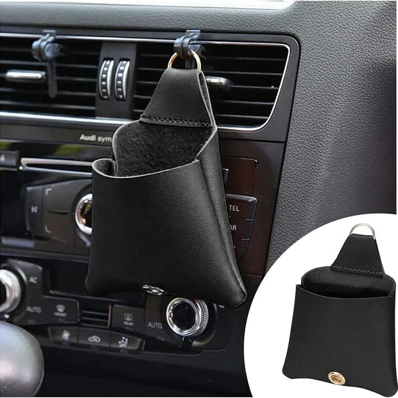 Borsa portaoggetti per presa d'aria per auto appesa Organizzatore di archiviazione per telefono Custodia per telefono cellulare per auto in pelle PU Supporto per telefono interno per auto