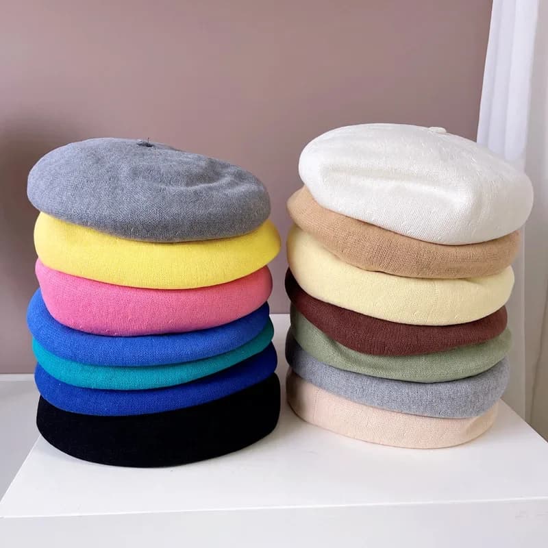 Colori Fine Nine-needle donna estate autunno berretto lavorato a maglia cappello tinta unita Versatile assistente di volo cappello misto pittore di canapa
