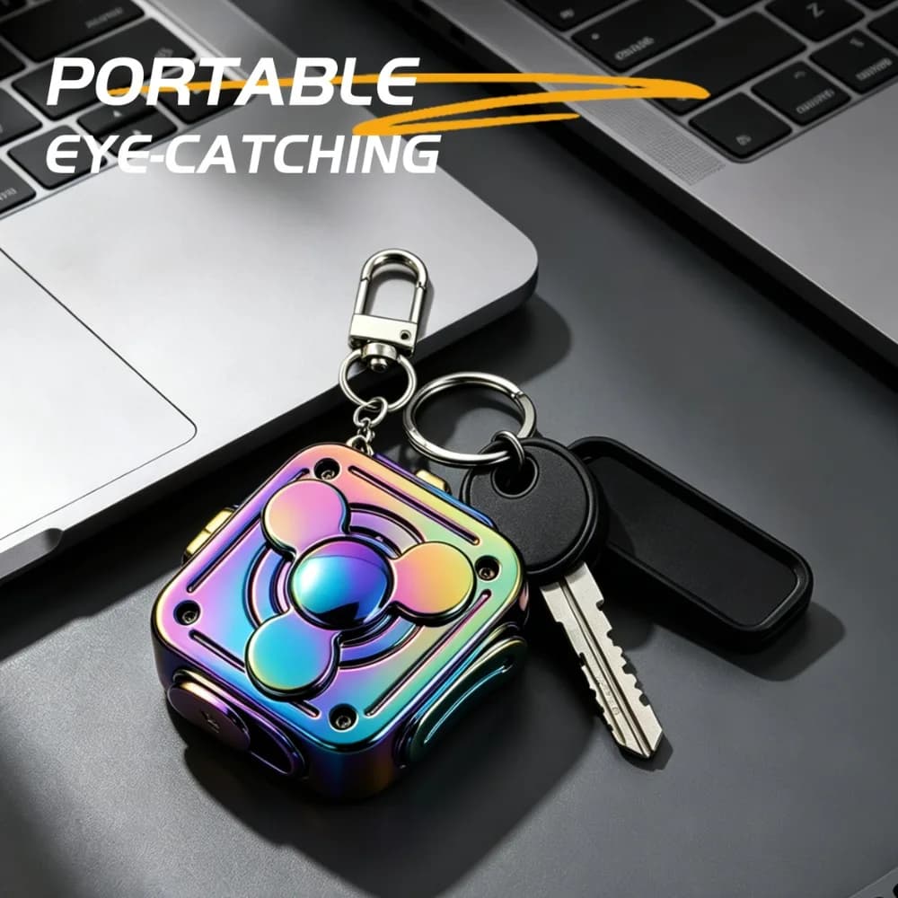 Fun Multi-Play Fidget Spinner Keychain Crisp Pressing Smooth Rotation Portable Creative Keychain LED Glowing High-Appearance